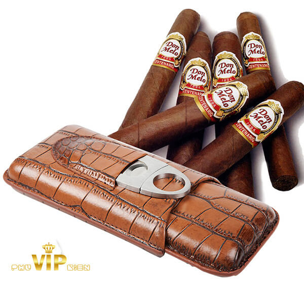 Bao da Cigar có dao cắt Cohiba da cá sấu loại 3 điếu 3304C