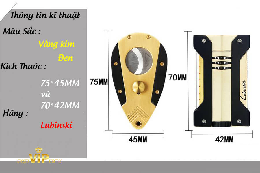 Set bật lửa và dao cắt xì gà Lubinski 80006