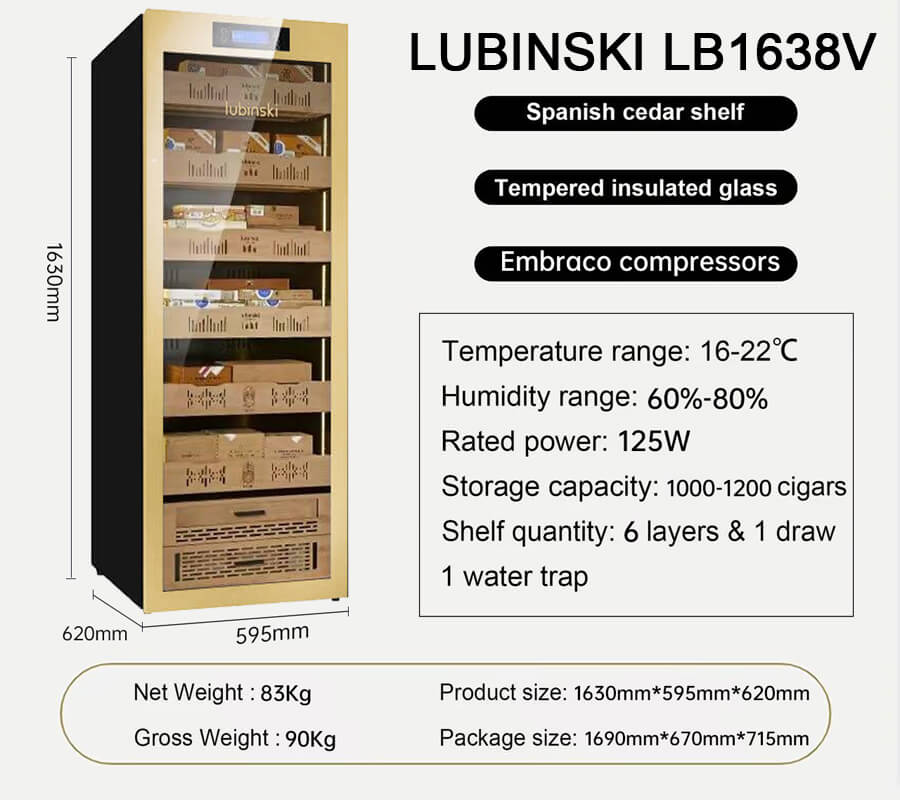 Tủ bảo quản Cigar trên 1000 điếu Lubinski LB1638